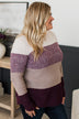 All About Autumn Color Block Knit Sweater- Plum & Mocha