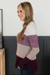 All About Autumn Color Block Knit Sweater- Plum & Mocha