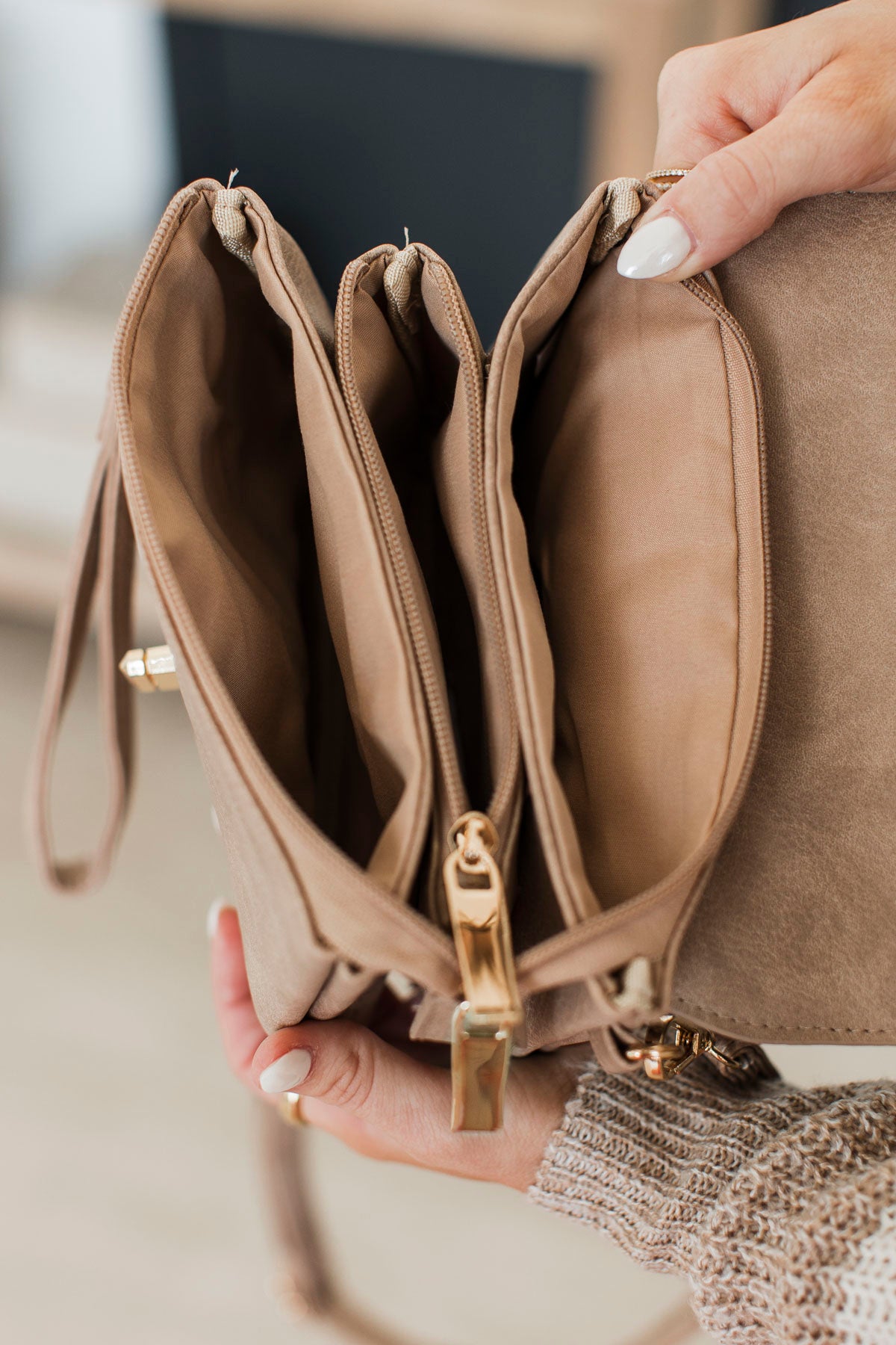 Epitome of Beauty Crossbody Purse- Taupe