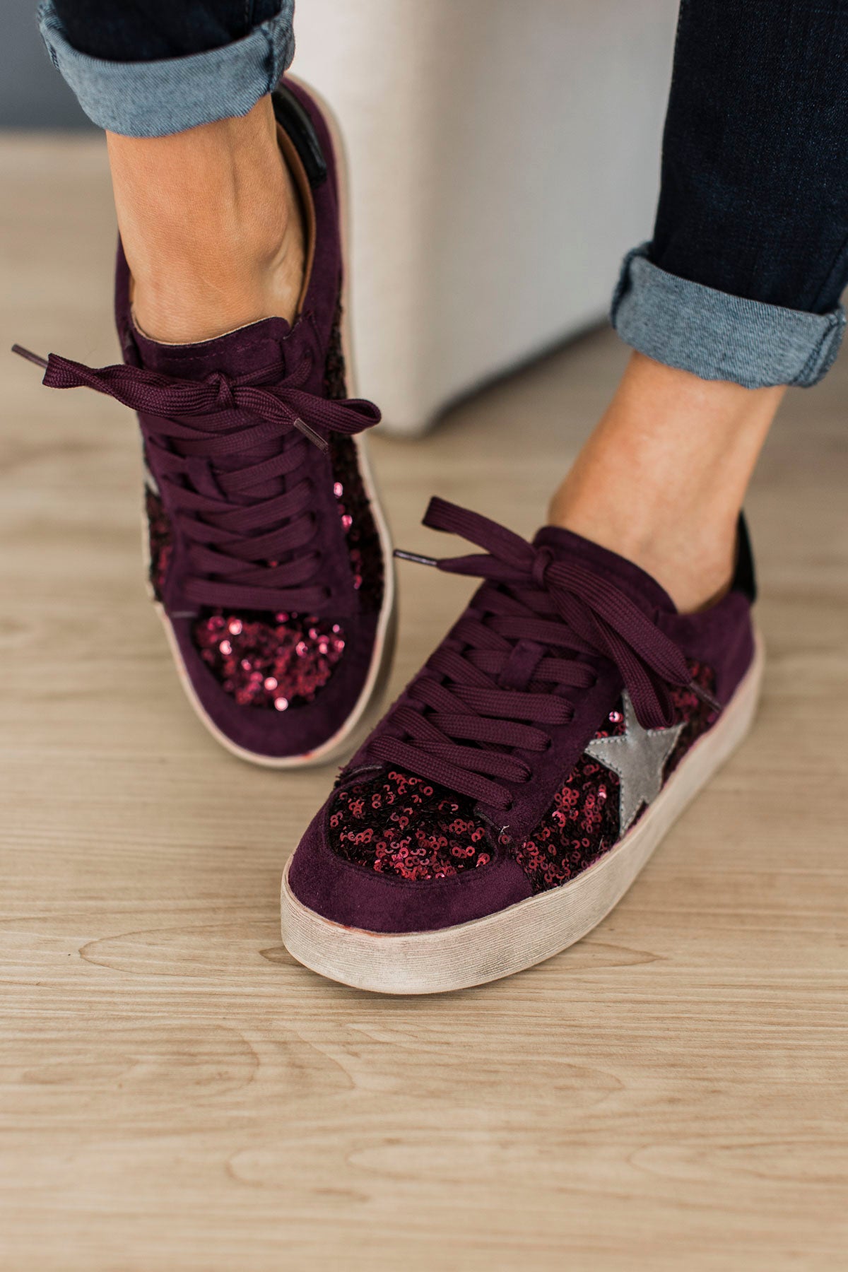 Corky's Another Round Sneakers- Wine Sequins