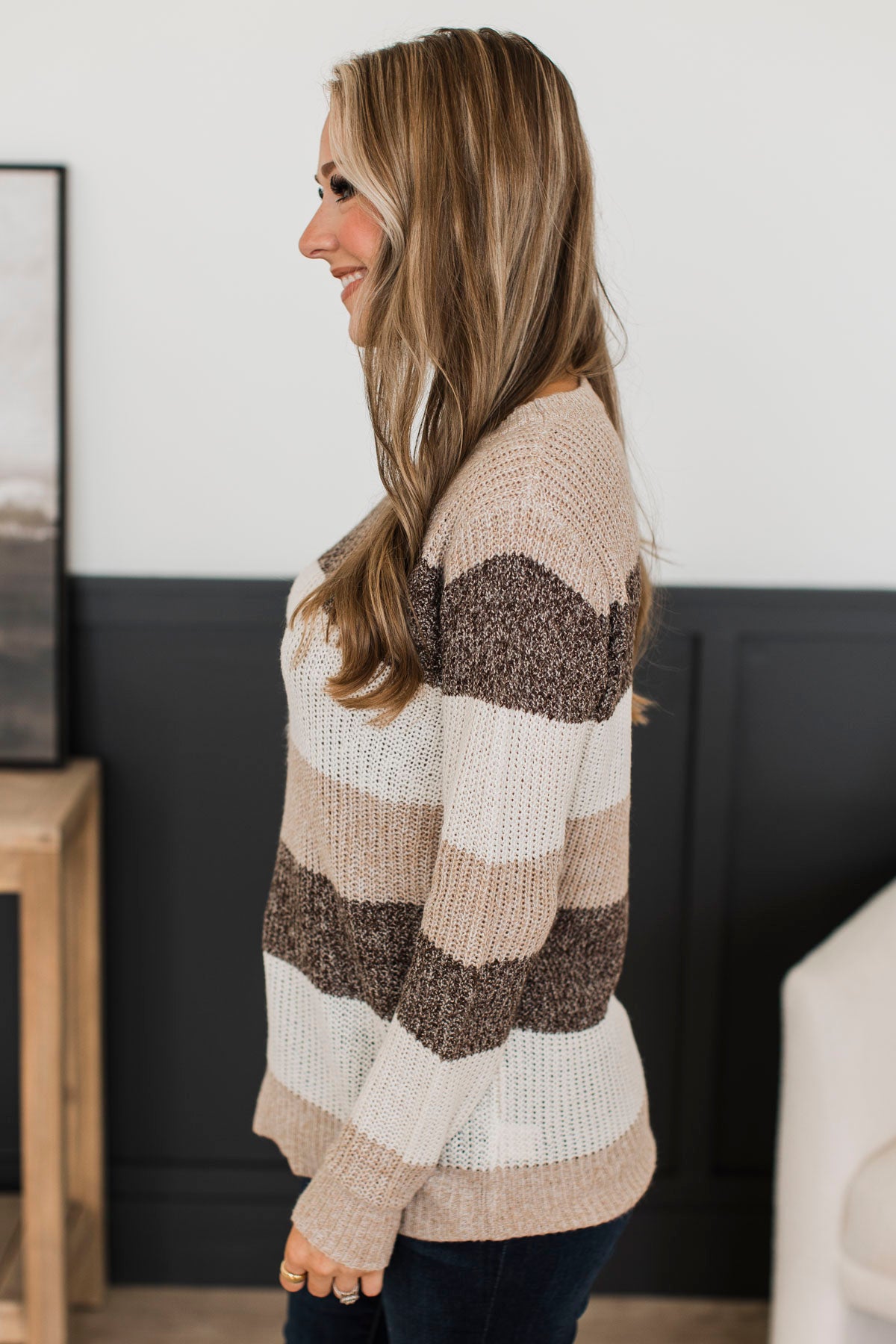 Total Favorite Color Block Sweater- Taupe & Brown