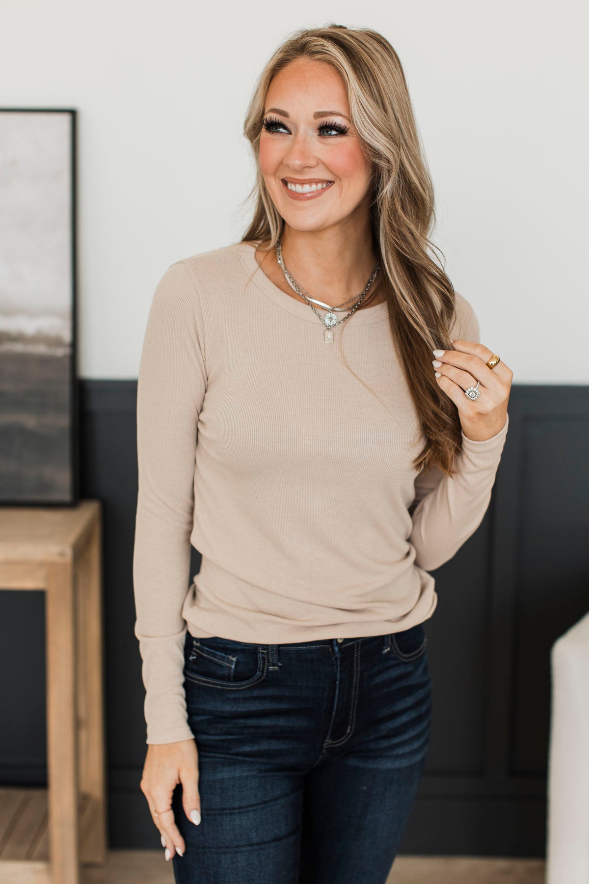 Super Lovable Long Sleeve Top- Light Taupe