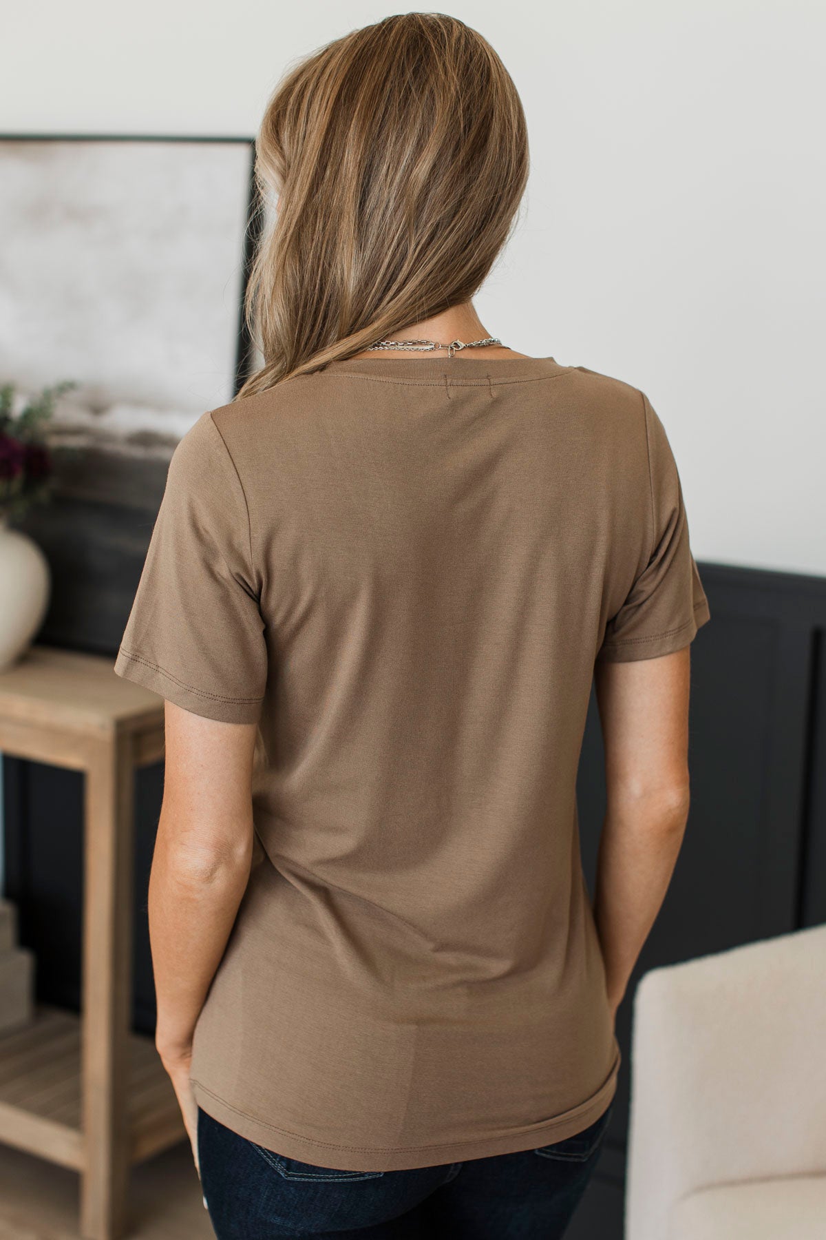 Hello Lovely V-Neck Top- Taupe