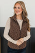 All My Adoration Floral Puffer Vest- Brown