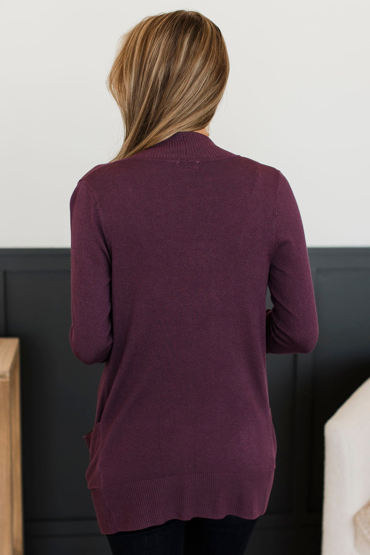 Essential Cardigan- Eggplant