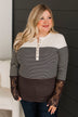 Simple Favors Color Block Henley Top- Cream & Brown