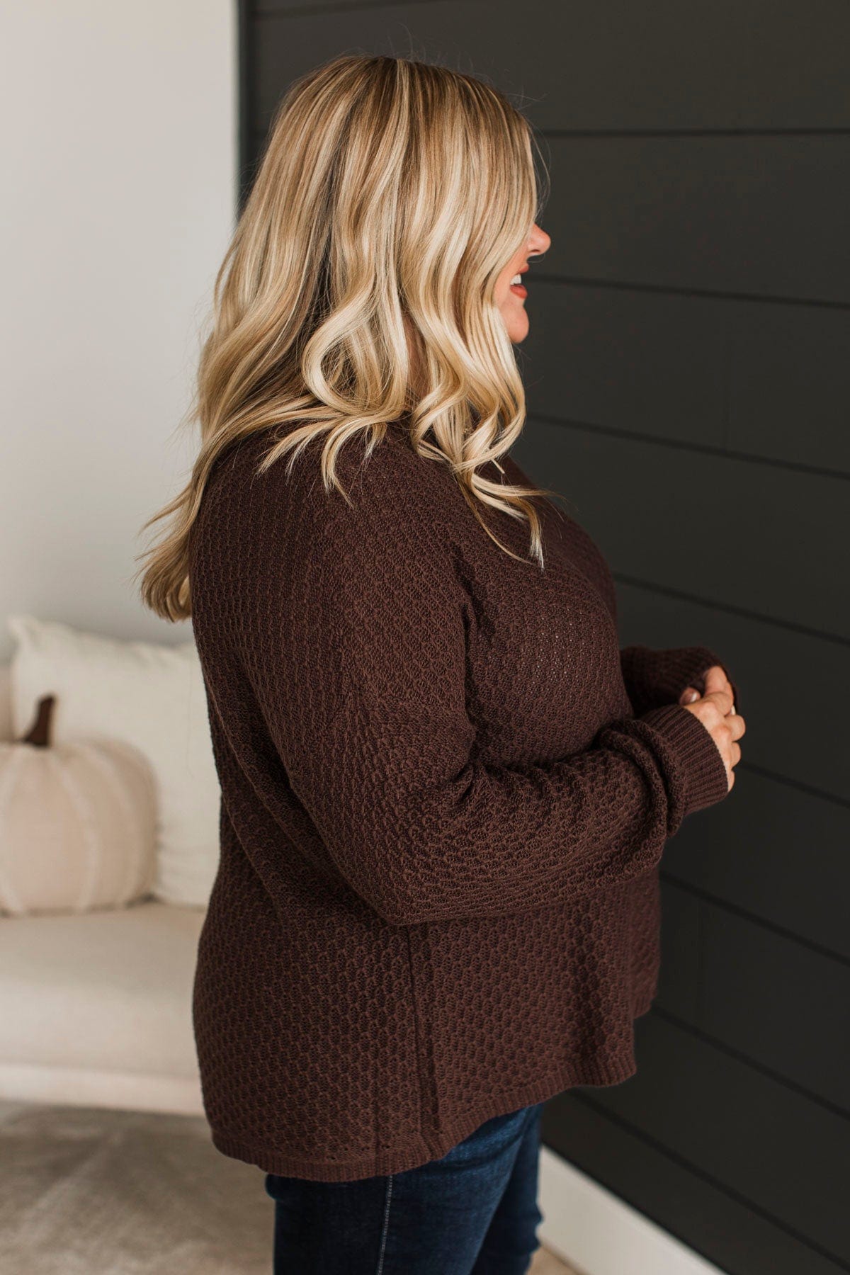 Keep It Colorful Knit Sweater- Dark Brown