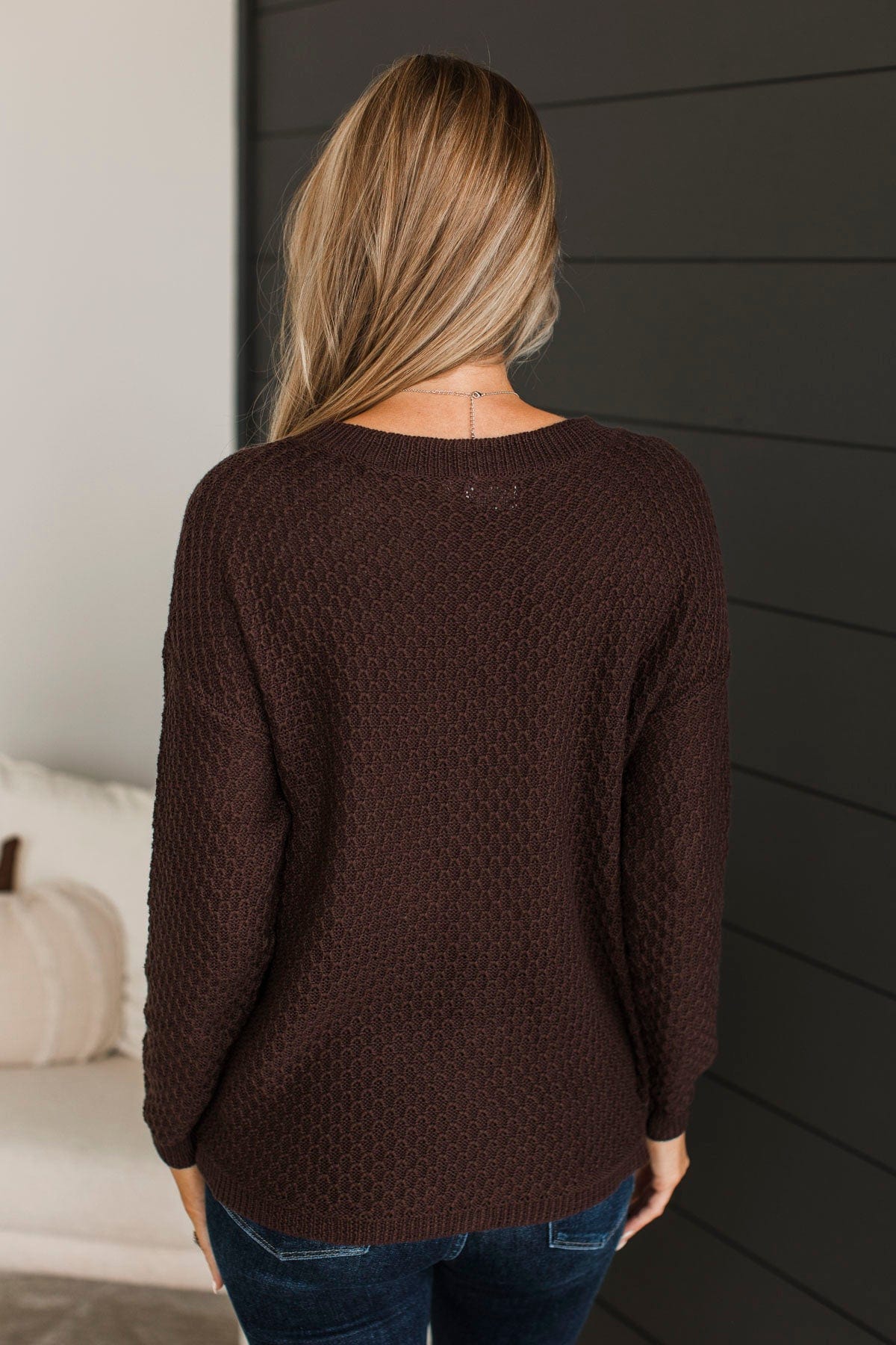 Keep It Colorful Knit Sweater- Dark Brown