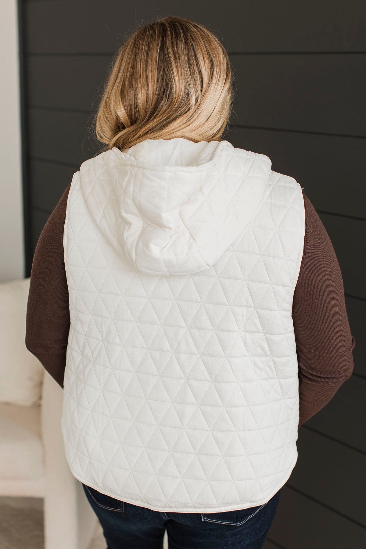 For The Moment Hooded Vest- Ivory