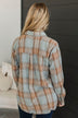 Matter Of Fact Plaid Button Top- Cool Grey & Caramel