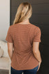 Radiate Confidence Striped V-Neck Top- Rust