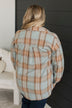 Matter Of Fact Plaid Button Top- Cool Grey & Caramel