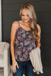 Ready For The Future Floral Tank Top- Navy