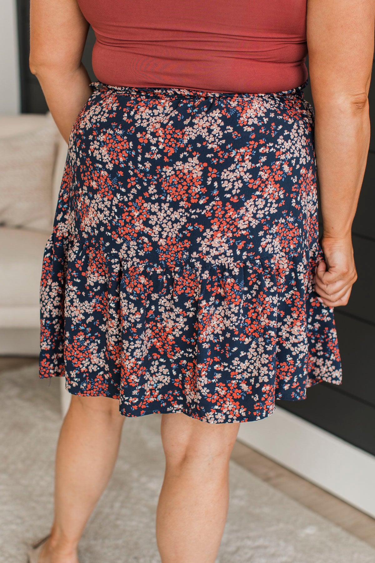 Bring On The Party Floral Skirt- Navy