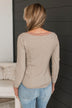 Simply Compelling Striped Top- Taupe