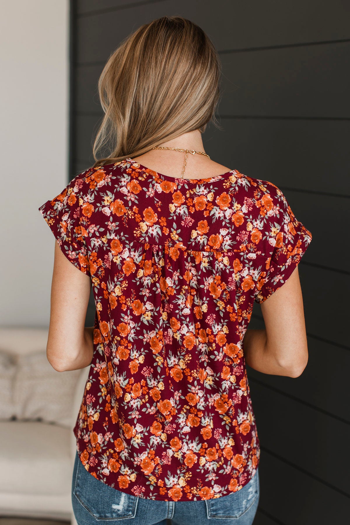 The Moment You Smiled Floral Top- Rust & Burgundy