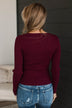 Exceedingly Wonderful Ribbed Top- Burgundy