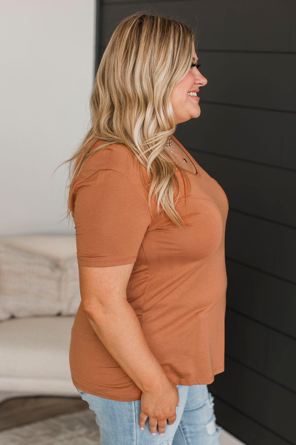 Beyond Beauty Short Sleeve Pocket Top- Ginger