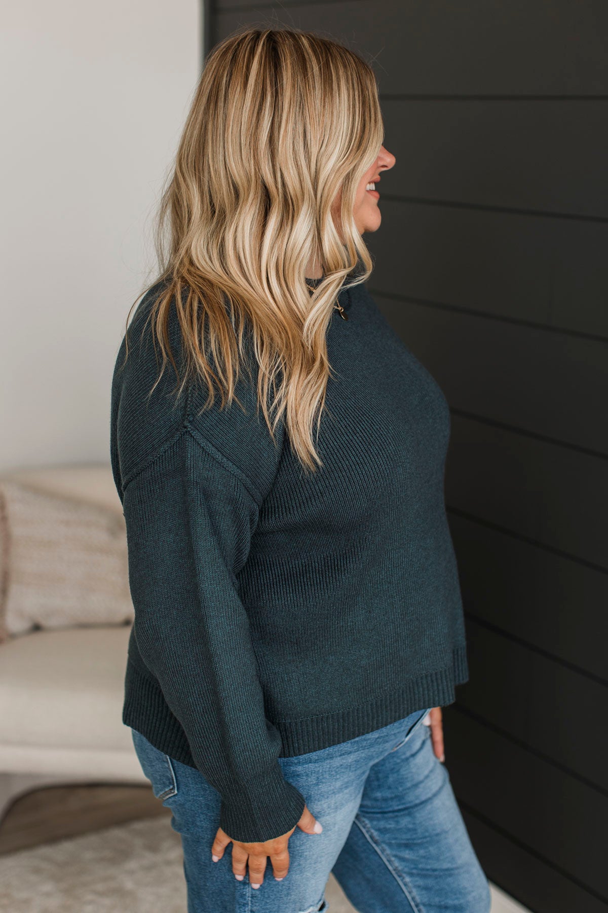 Sweetest Smiles Knit Sweater- Dark Teal