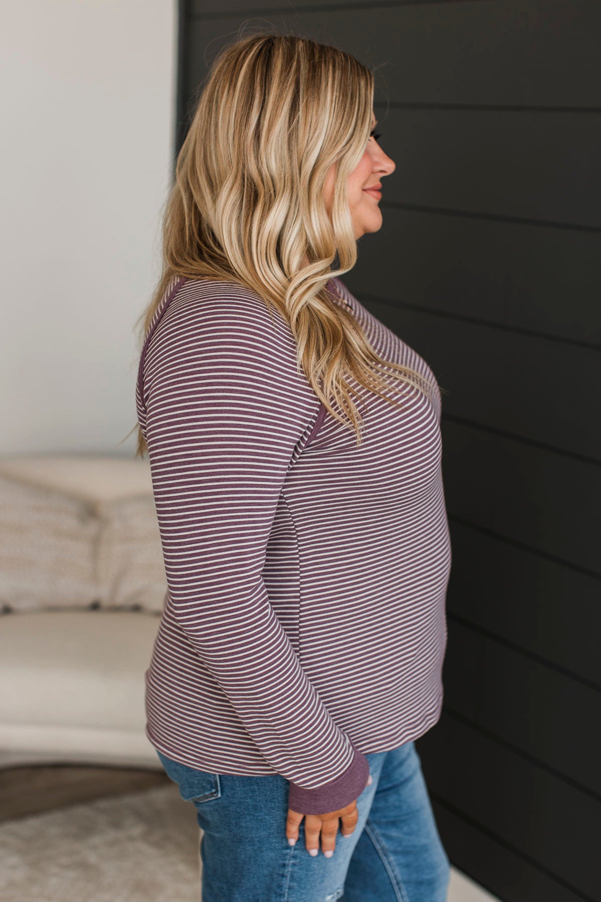 Undeniably Yours Striped Top- Light Plum