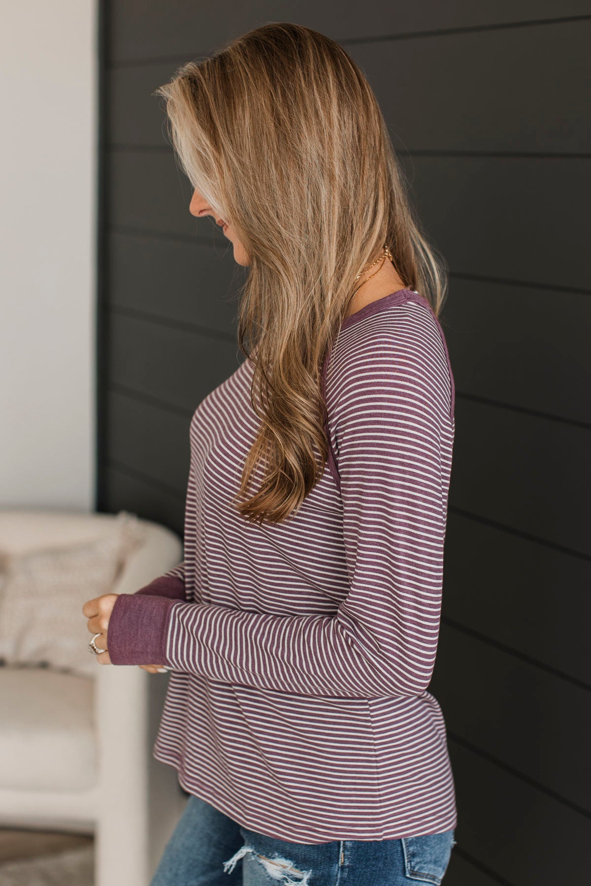 Undeniably Yours Striped Top- Light Plum