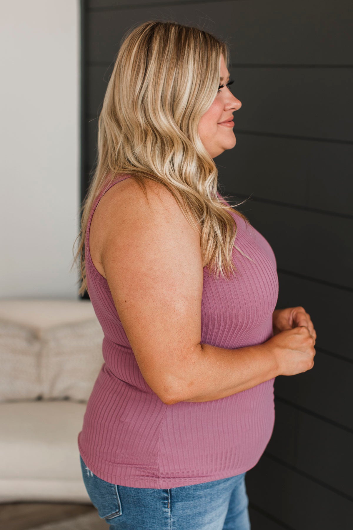 Build Me Up Ribbed Tank Top- Mauve