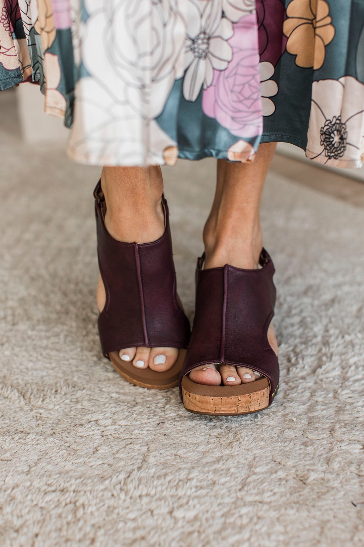 Corky's Carly Wedges- Burgundy Smooth