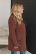 Take Me Places Knit Cardigan- Red Bean