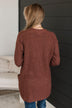 Take Me Places Knit Cardigan- Red Bean