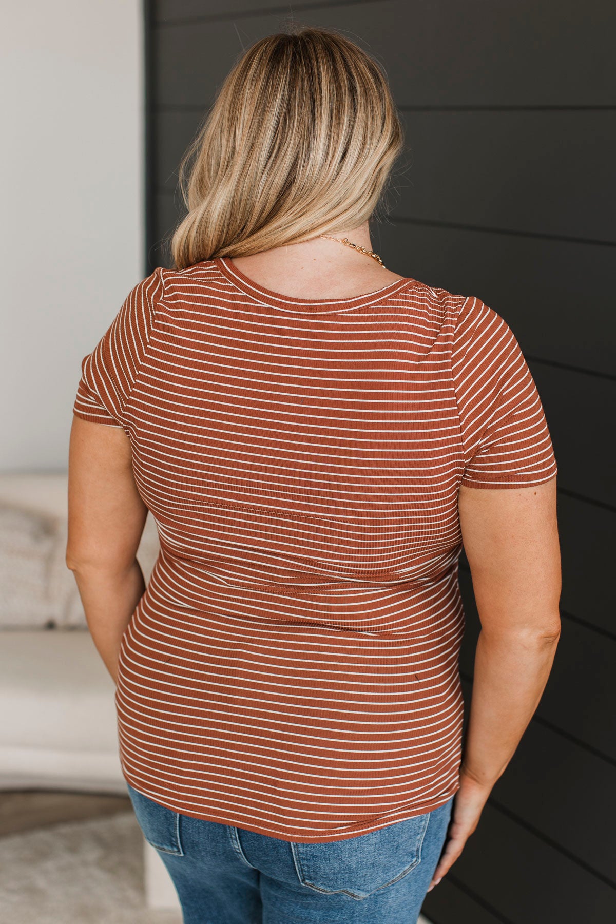 Keep Your Promise Striped Top- Dark Rust