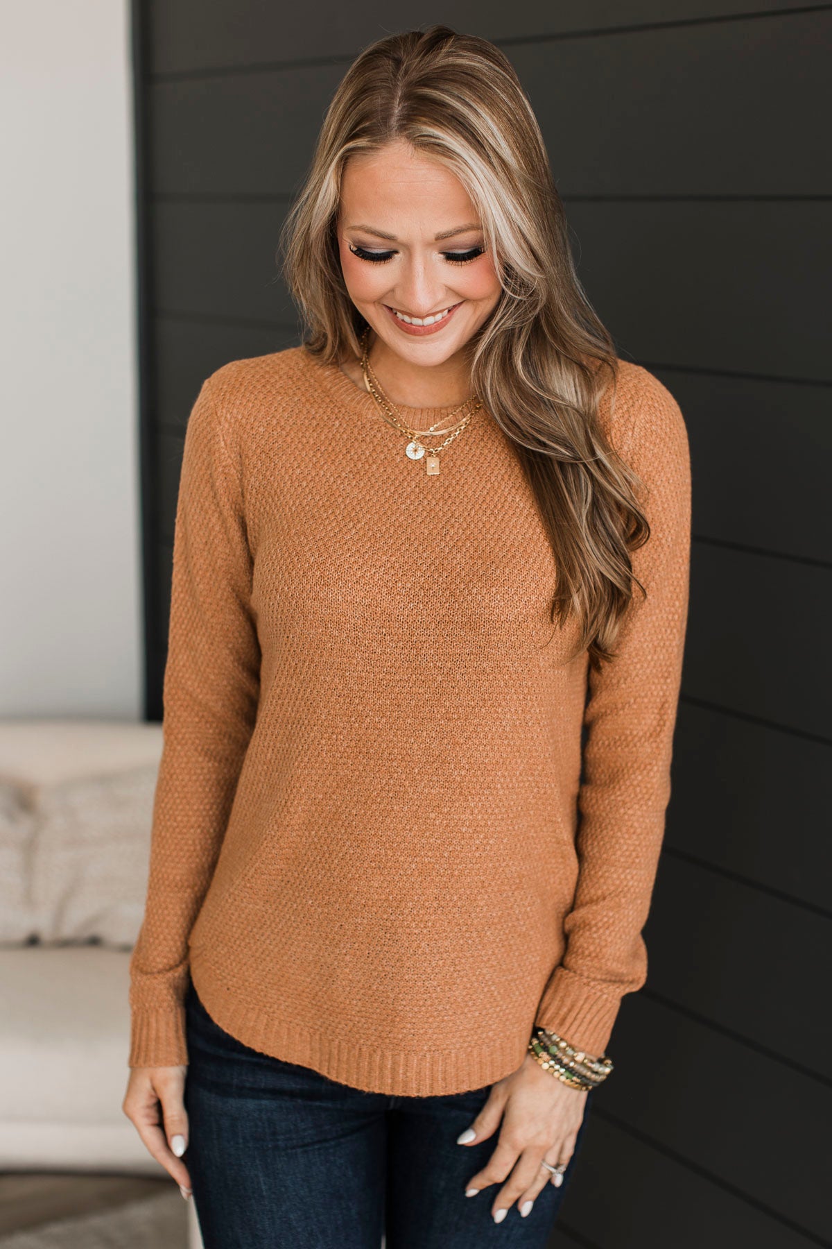 Runway Beauty Knit Sweater- Cinnamon