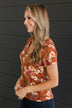 Always Beloved Short Sleeve Floral Top- Rust