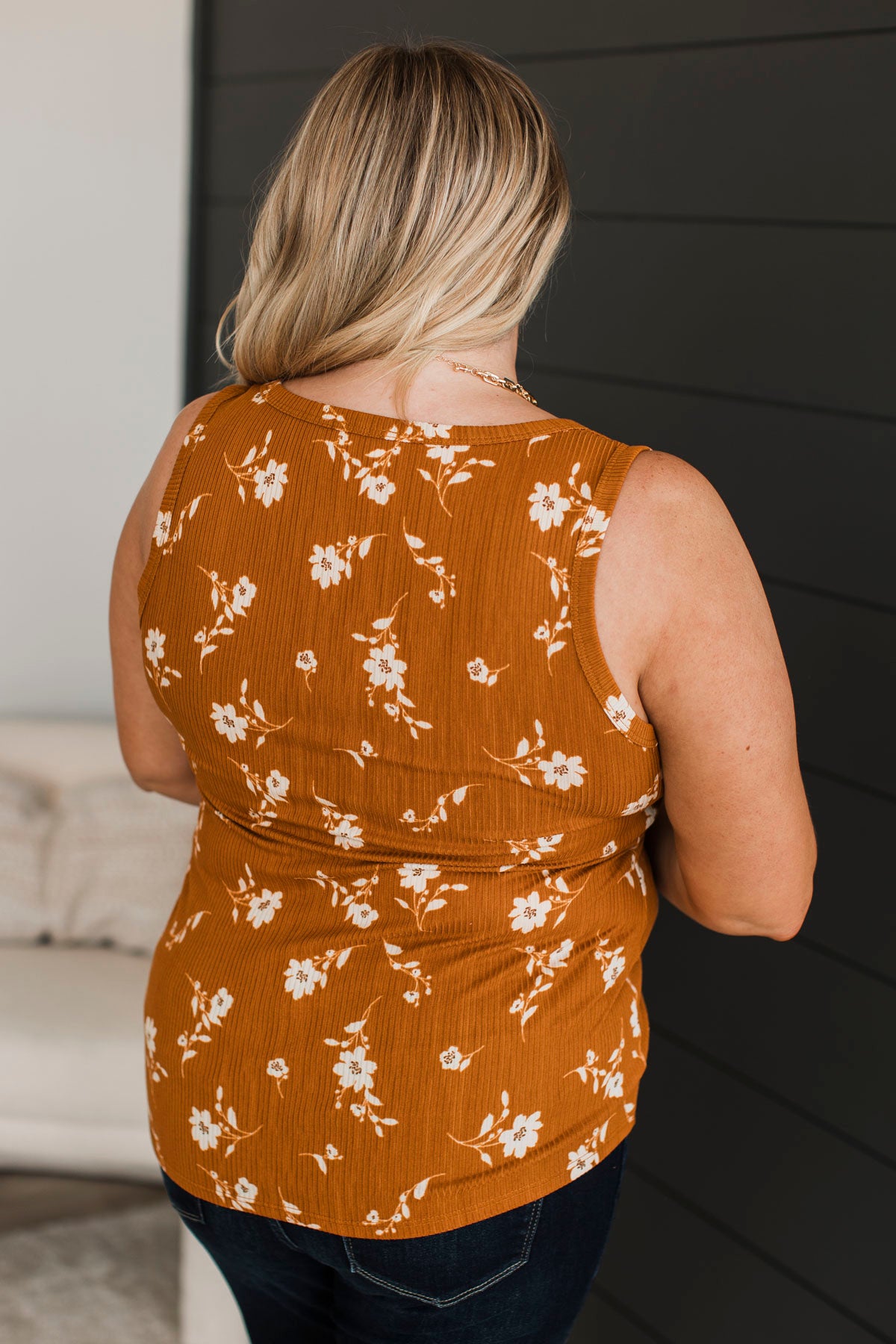 A Chance At Love Floral Tank Top- Rust