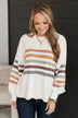 Feeling Adored Striped Knit Sweater- Off-White