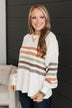 Feeling Adored Striped Knit Sweater- Off-White