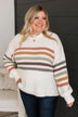 Feeling Adored Striped Knit Sweater- Off-White