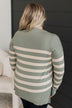 Destiny Calls Striped Sweater- Dusty Sage