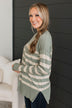 Destiny Calls Striped Sweater- Dusty Sage