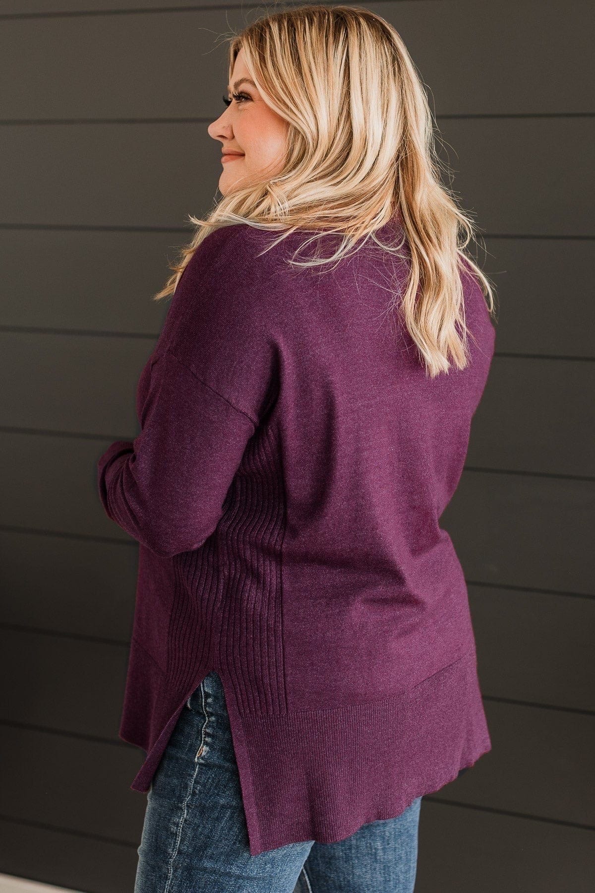 Ready For Anything Knit Sweater- Dark Plum