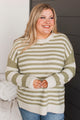 Wishes From The Heart Striped Sweater- Ivory & Sage