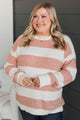 Center Of Your World Knit Sweater- Ivory & Coral