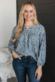 Always In Bloom Floral Blouse- Denim