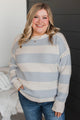 Center Of Your World Knit Sweater- Ivory & Chambray