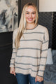 Undivided Attention Striped Sweater- Sand & Charcoal