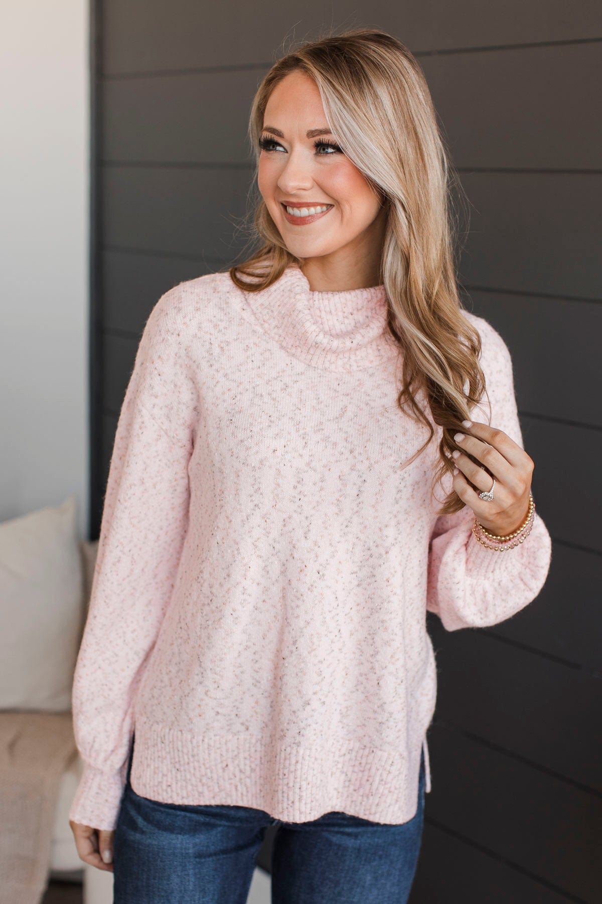 Biggest Wish Turtle Neck Sweater- Blush – The Pulse Boutique
