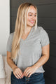 Miss You Already V-Neck Top- Heather Grey