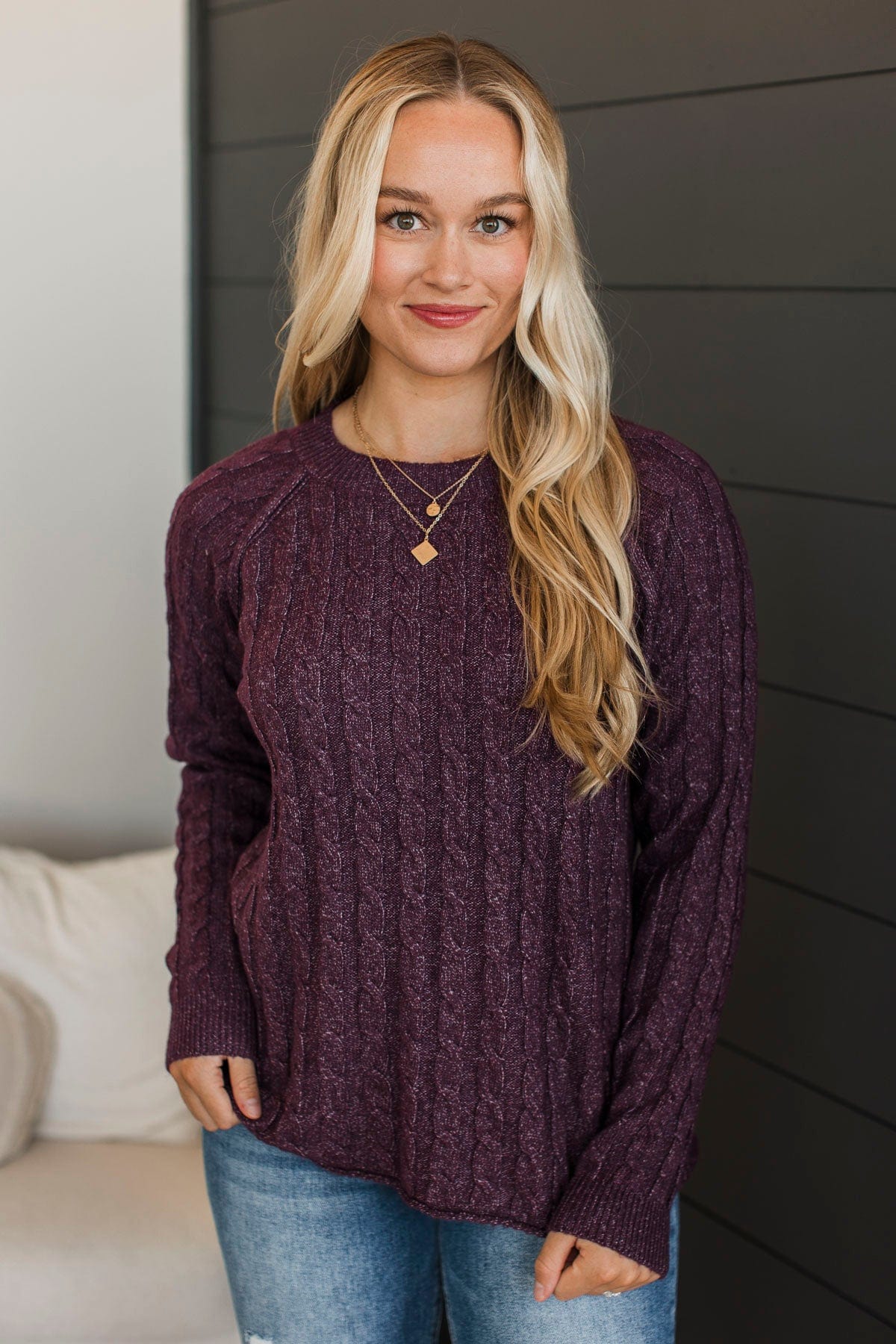 Absolute Perfection Knit Sweater- Dark Plum