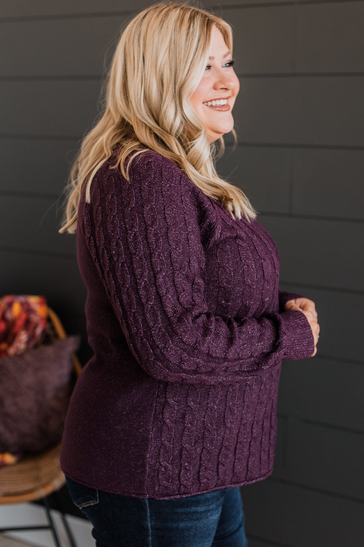 Absolute Perfection Knit Sweater- Dark Plum