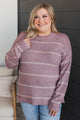 Looking Marvelous Striped Sweater- Dusty Lilac