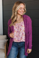 Movie Date Popcorn Knit Cardigan- Deep Orchid